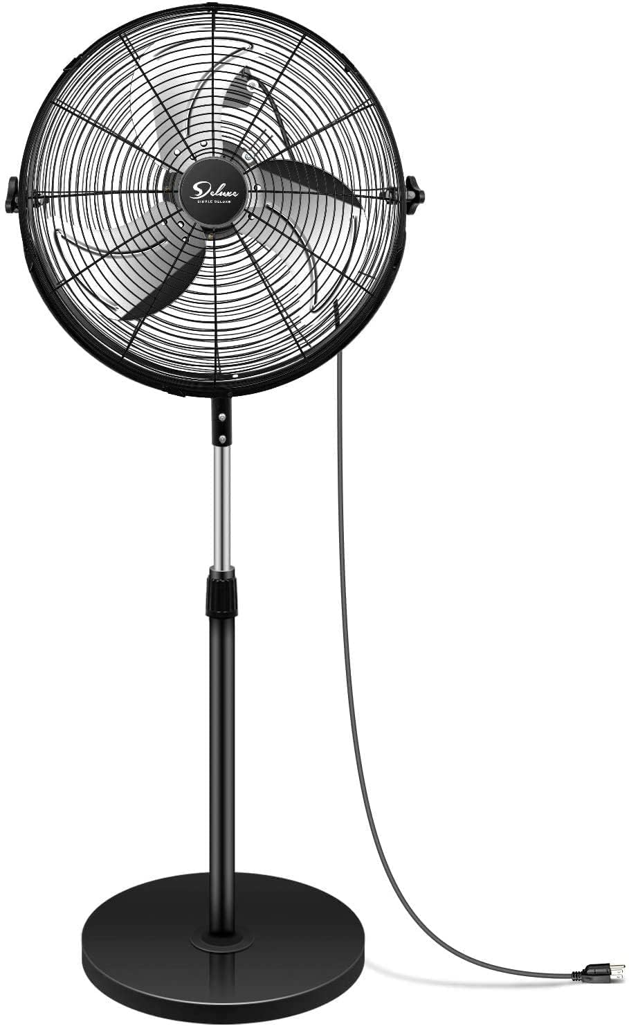 Simple Deluxe 20 Inch Pedestal Standing Fan, High Velocity, Heavy Duty Metal For Industrial, Commercial, Residential, Greenhouse