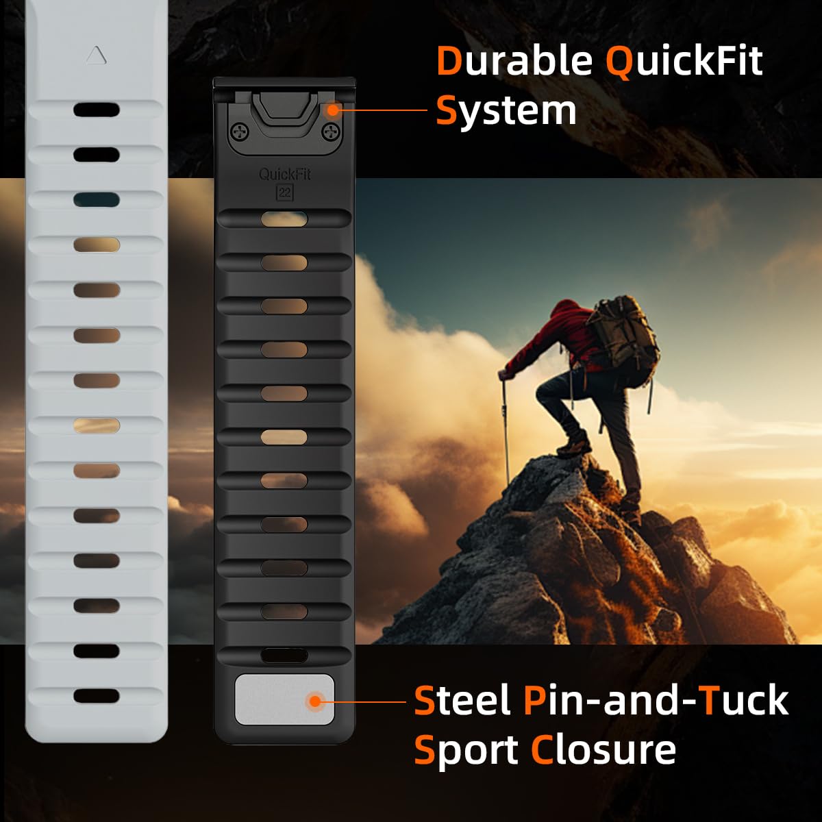 Strong Magnetic Sport Bands 26Mm Compatible For Garmin Fenix 8 51Mm/Fenix 7X / Fenix 6X / Fenix 5X/Enduro 2, Quick Fit 22Mm Sili