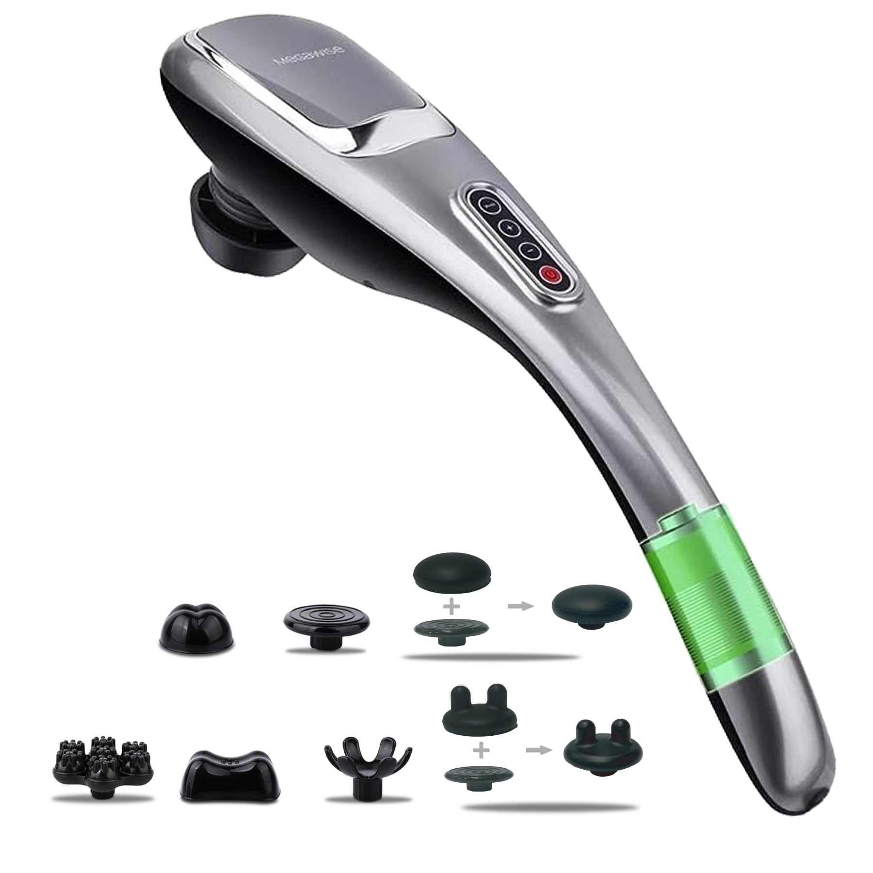 MEGAWISE Cordless Back Massager for Shoulders, Waist, Legs, Rechargeable 3200mAh Battery, 5 Speed and 5 +2 Massage Nodes 5 Hard,
