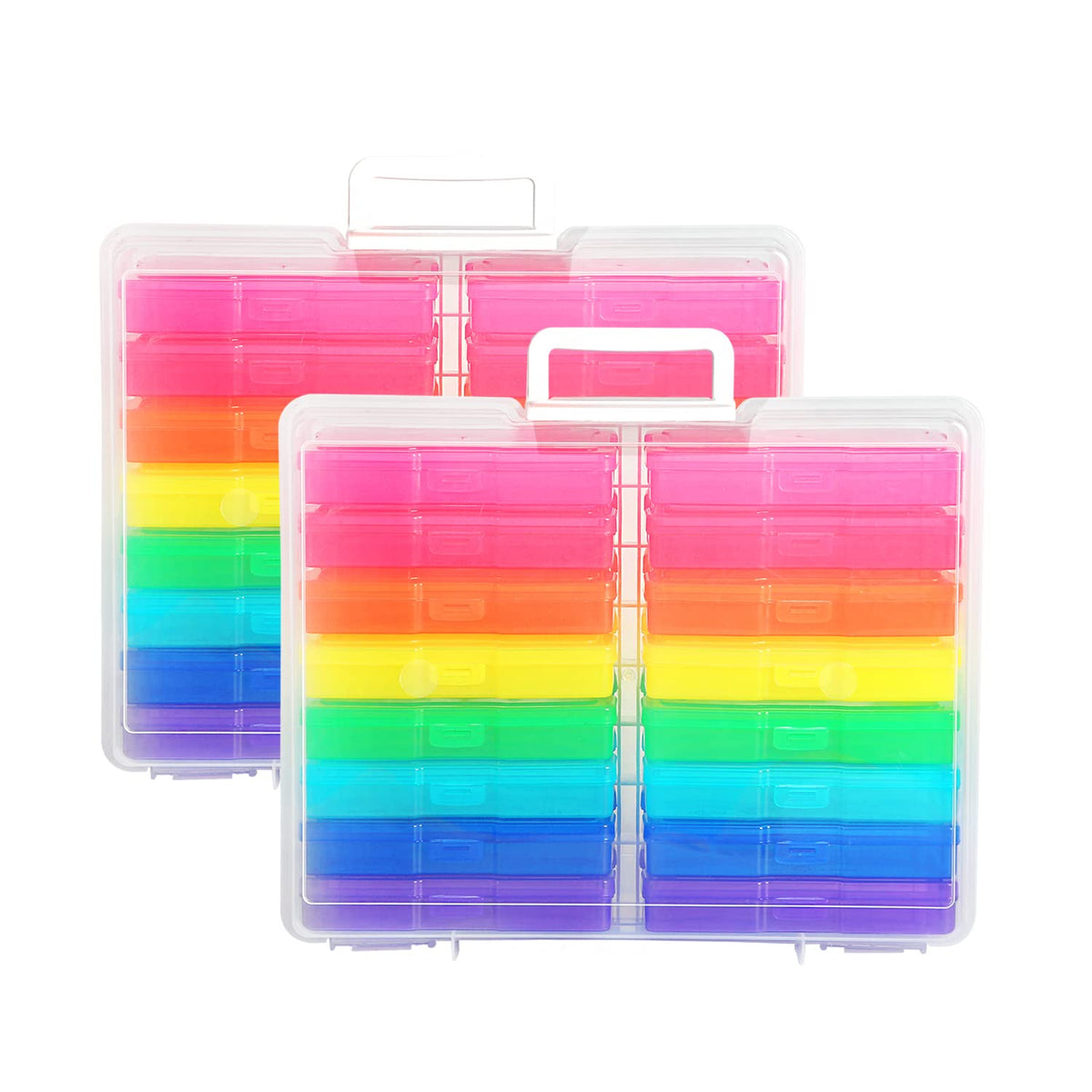 Naivees 4'' X 6'' Photo Storage Case With Handle, 16 Inner Photo Organizer Keeper, Extra Large Storage Picture Boxes, Seed Stora