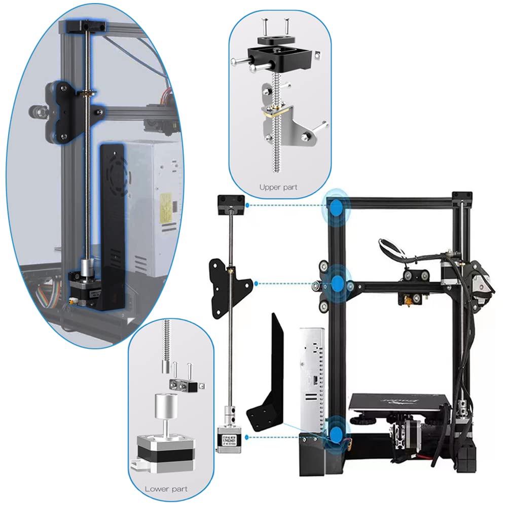 Official Creality New Update Ender 3 Dual Z Axis Upgrade Kit With Metal Power Supply Holder, Stepper Motor And Lead Screw For En