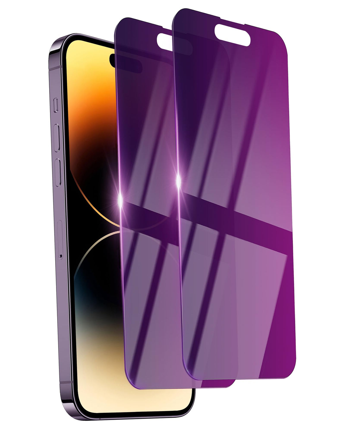 Ifaeveus 2 Pack Privacy Screen Protector For Iphone 14 Pro Tempered Glass For 14Pro 6.1Inch Private Saver Purple Anti-Blue Light
