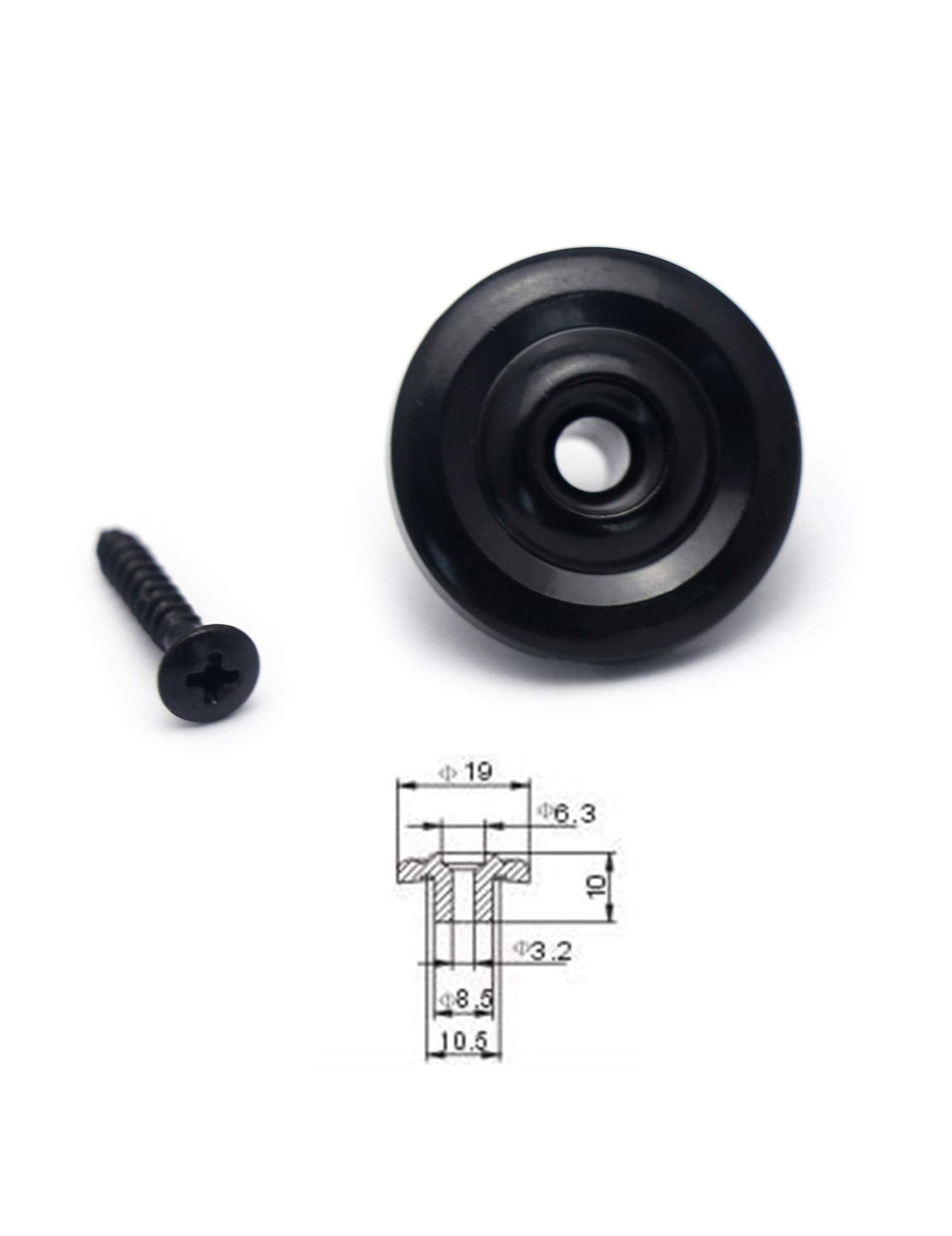 Metallor Bass Guitar String Trees String Retainer Guides For Bass Guitar Parts Replacement Pack Of 2Pcs With Mounting Screws Bla