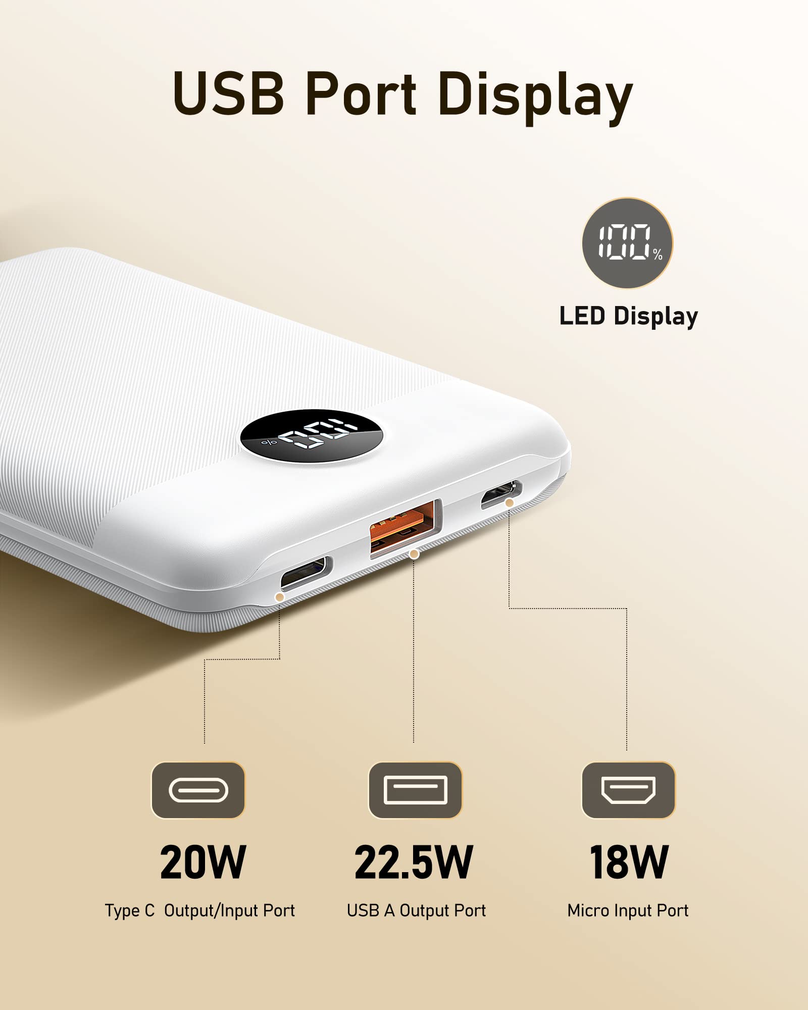 Veektomx Mini Power Bank 10000Mah, 22.5W Fast Charging Small Portable Charger With Pd 3.0 & Qc 3.0,Usb C Slim Compact Iphone Cha