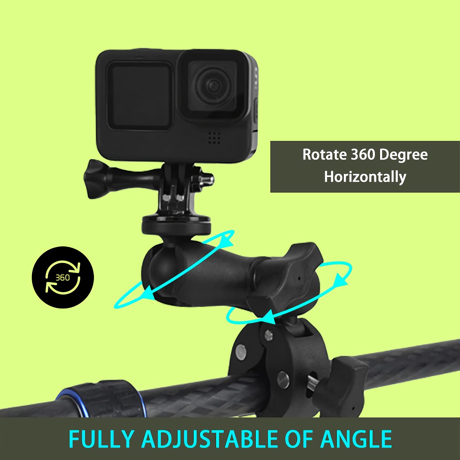 Handlebar Clamp Motorbike Mount For Insta360 Ace Pro One X4 X3, X2, X, One R, Rs, Go 2, Gopro Hero, With Double Ball Head Super