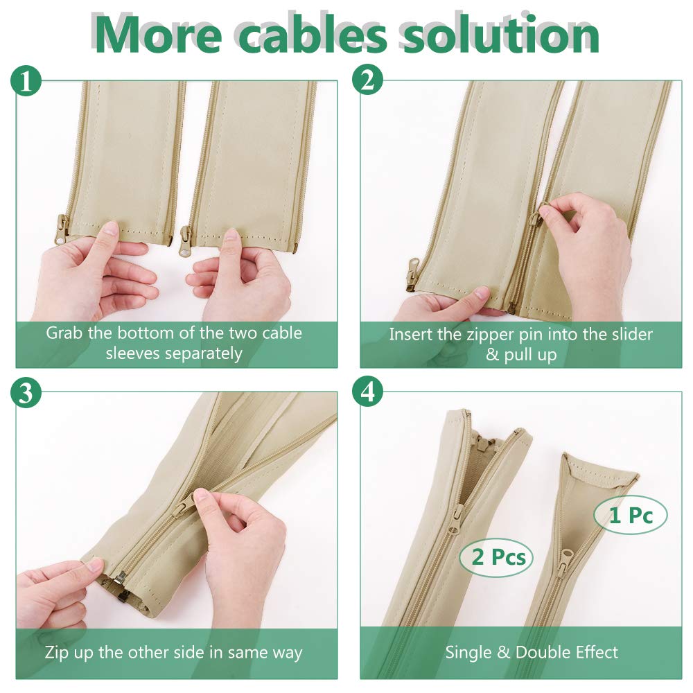 Stangh Cable Management Sleeve Organizer - 19 Inch Home And Office Zip-Up Cable Sleeve Wire Organizer Flexible Cord Concealer Wr