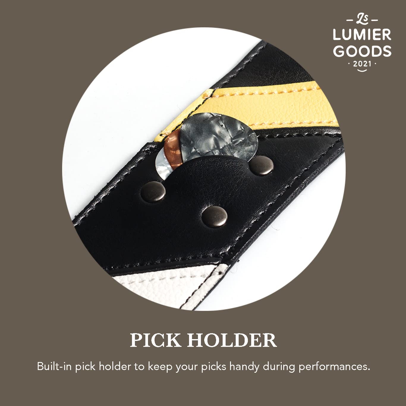 Guitar Strap For Bass, Electric & Acoustic Guitar, Strap Locks Included (Black Leather)