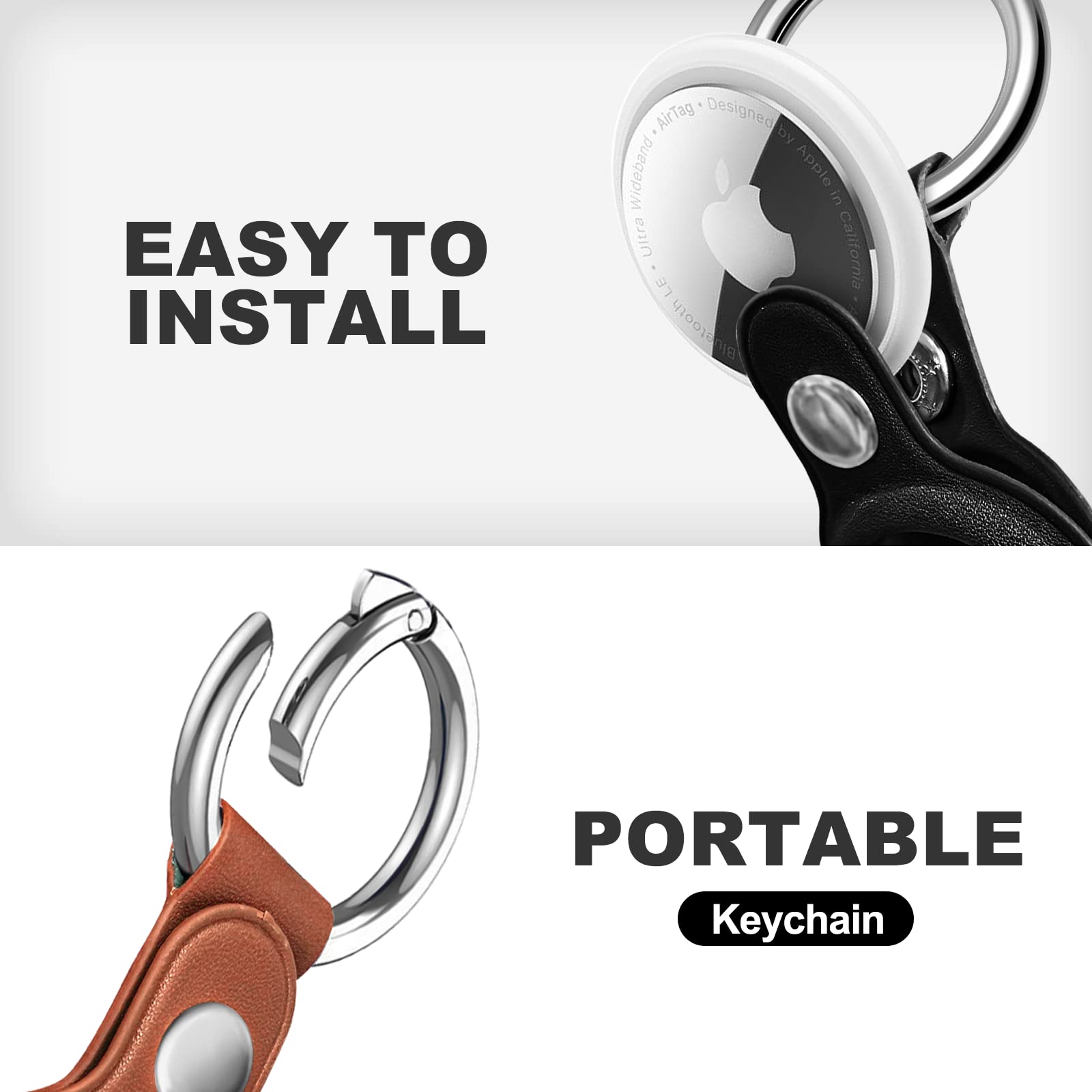 Woyinger Air Tag Keychain For Apple Airtags Holder,2 Pack Protective Leather Airtags Case Tracker Cover With Air Tag Holder, Air