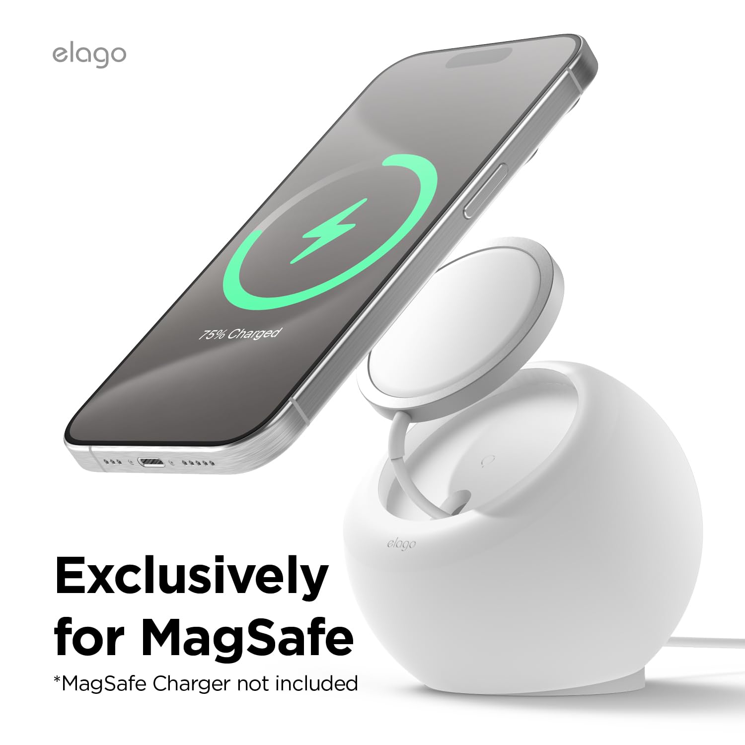 Elago Ms2 Charging Stand Compatible With Magsafe Charger   Premium Silicone Stand Compatible With Iphone 15141312 Series, Design