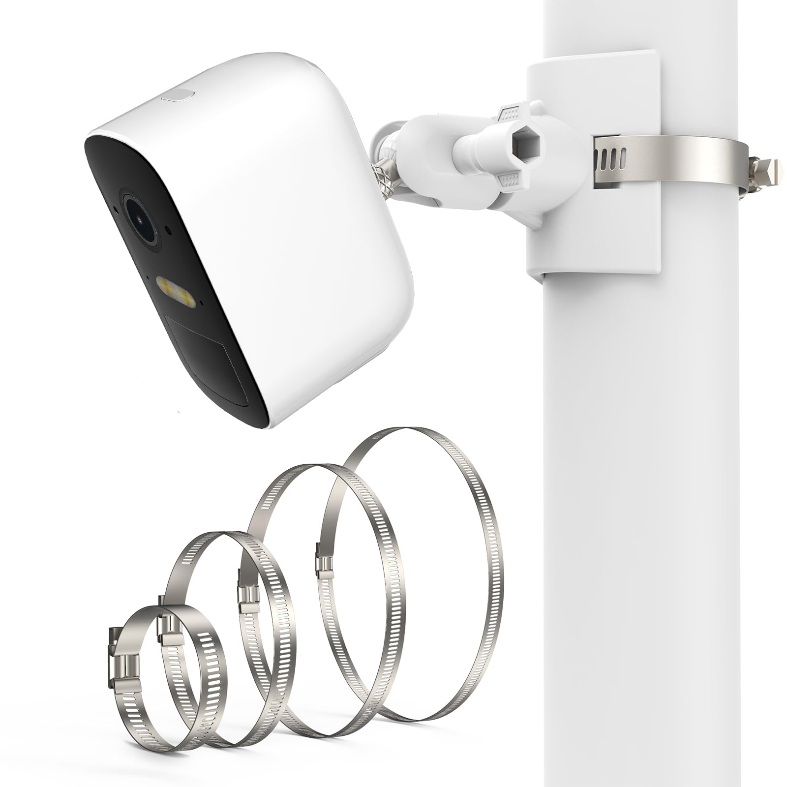 Outdoor Camera Mount For Arlo Pro 5S/Pro 4/Pro 3/Ultra 2/Essential Xl, For Eufycam 2C/2C Pro And More 1/4�� Threaded Camera No Drill Pole Mount(White, 1 Pack)