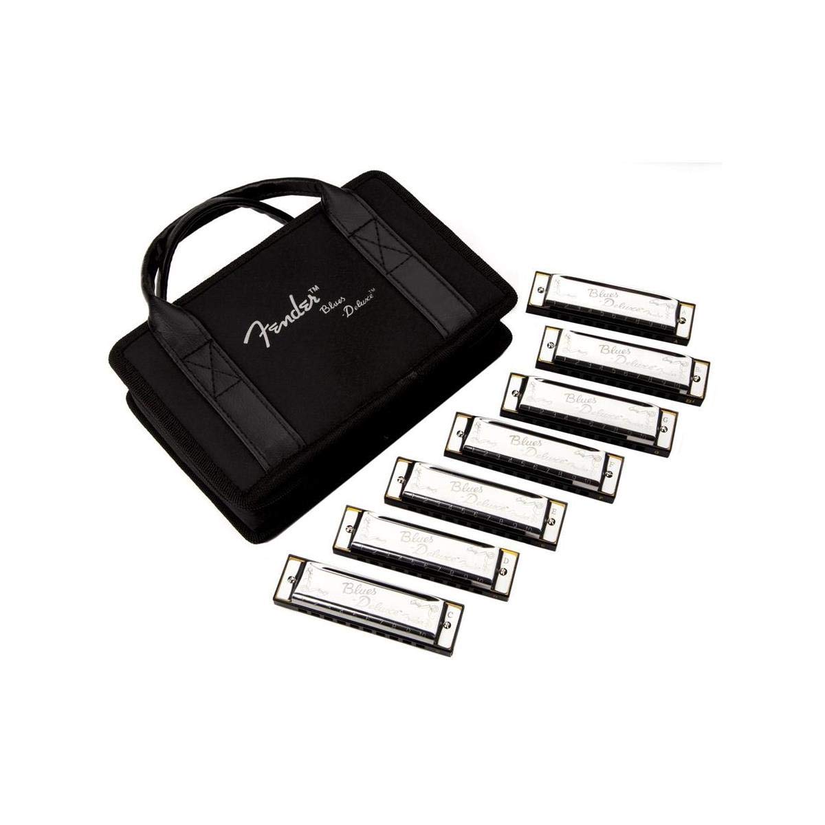 Fender Blues Deluxe Harmonica, Pack of 7 with case (Keys C, G, A, D, F, E, B Flat)