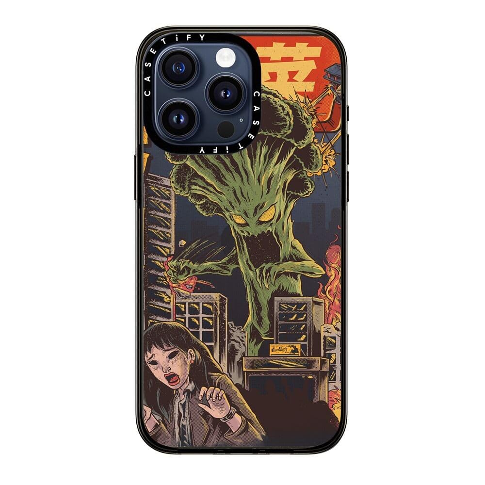 Casetify Compact Case For Iphone 15 Pro Max [2X Military Grade Drop Tested / 4Ft Drop Protection]   Broccozilla   Clear Black