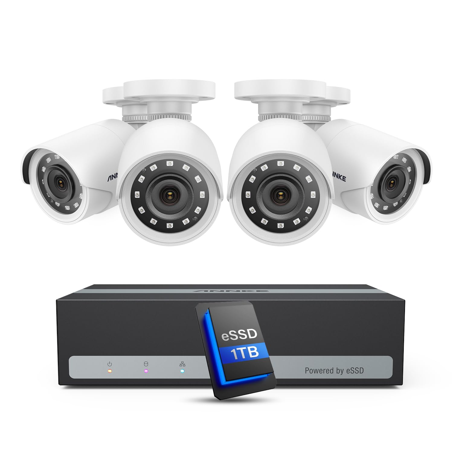 Annke Security Camera System, 3K Lite 5 In 1 H.265+ 8Ch Edvr With 1Tb Essd And (4) 1080P (2Mp) Weatherproof Surveillance Wired Cams, Ai Human/Vehicle Detection, 100Ft Night Vision, Email Alert