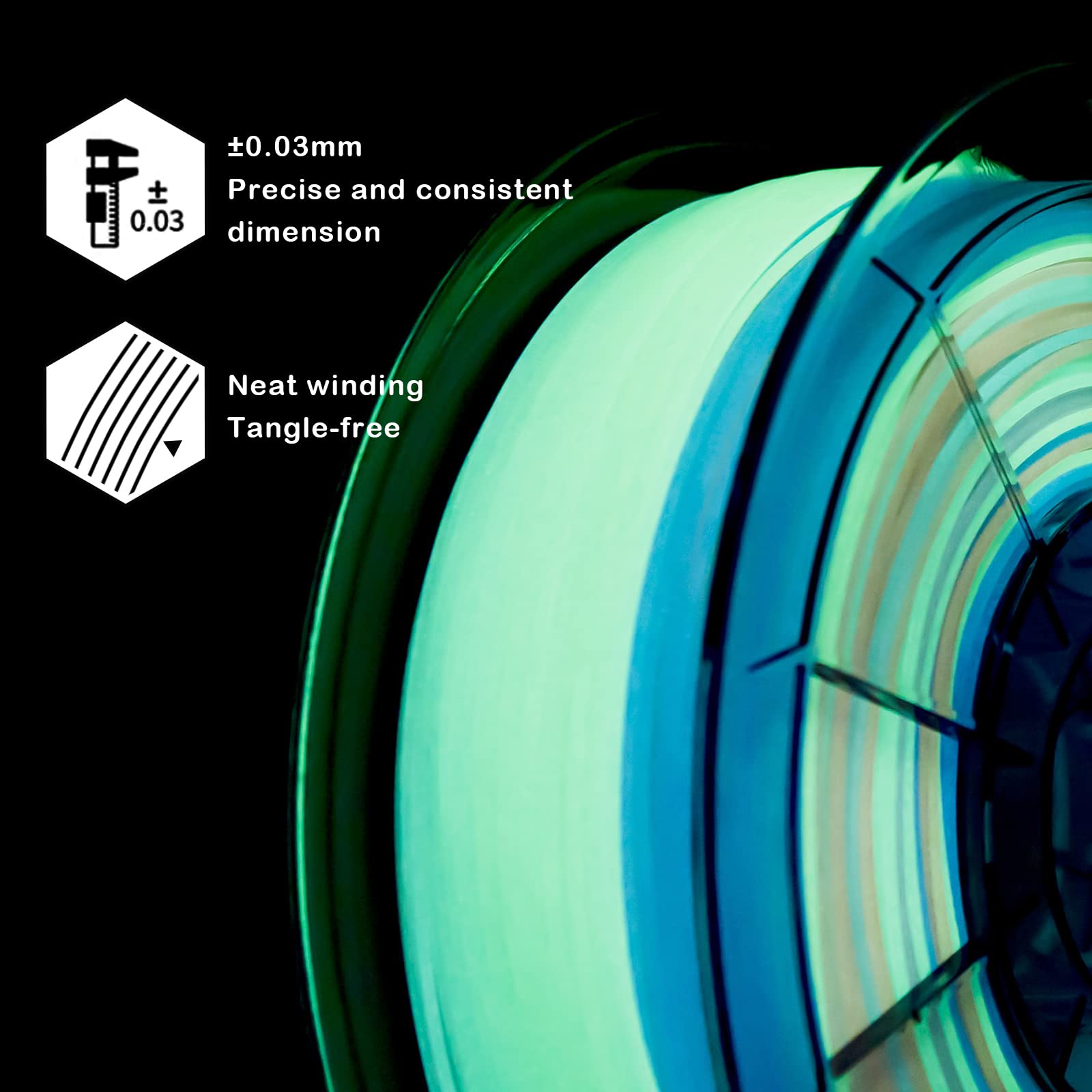 Ziro Pla Glow Filament 1.75Mm,3D Printer Filament 1.75Mm Gradient Multicolor 1Kg(2.2Lbs),Dimensional Accuracy +/  0.03Mm, Gid Ra