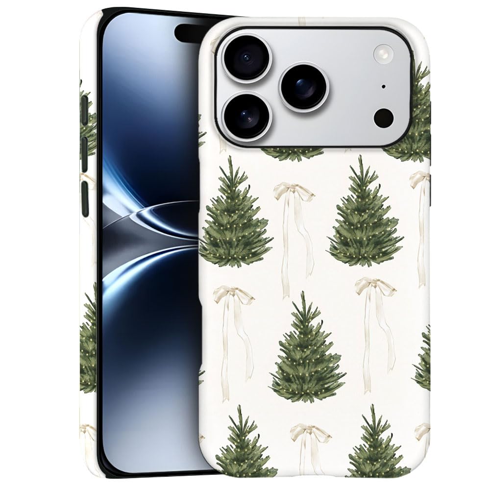 Case for iPhone 17 Pro - Slim Fit Anti-Scratch Phone Case for Girl Women - Christmas Tree Green Pattern (Frosted)