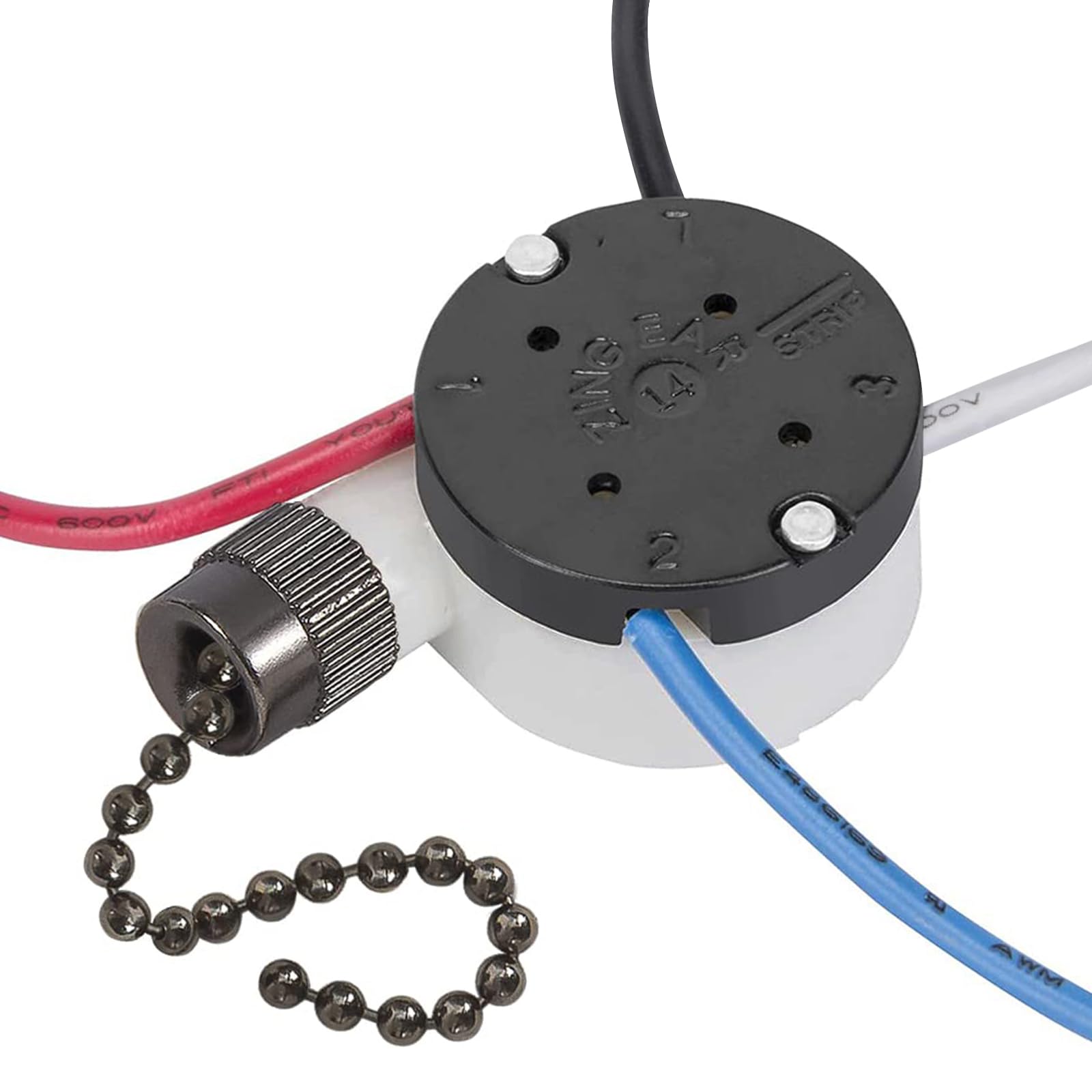 Bsentster Ceiling Fan Switch Zing Ear Ze 208S E89885 3 Speed 4 Wire Pull Chain Switch Fan Light Switch Replacement Part With 4 P