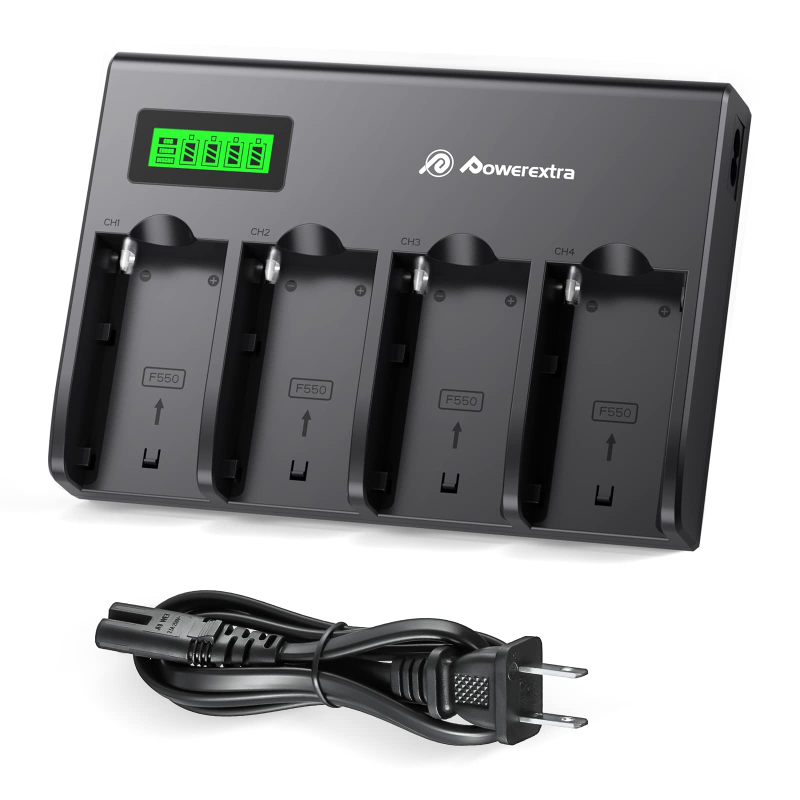 Powerextra 4 Channel Battery Charger With Lcd Display For Sony Np F970, Np F960, Np F950, Np F930, Np F770, Np F750, Np F570, Np
