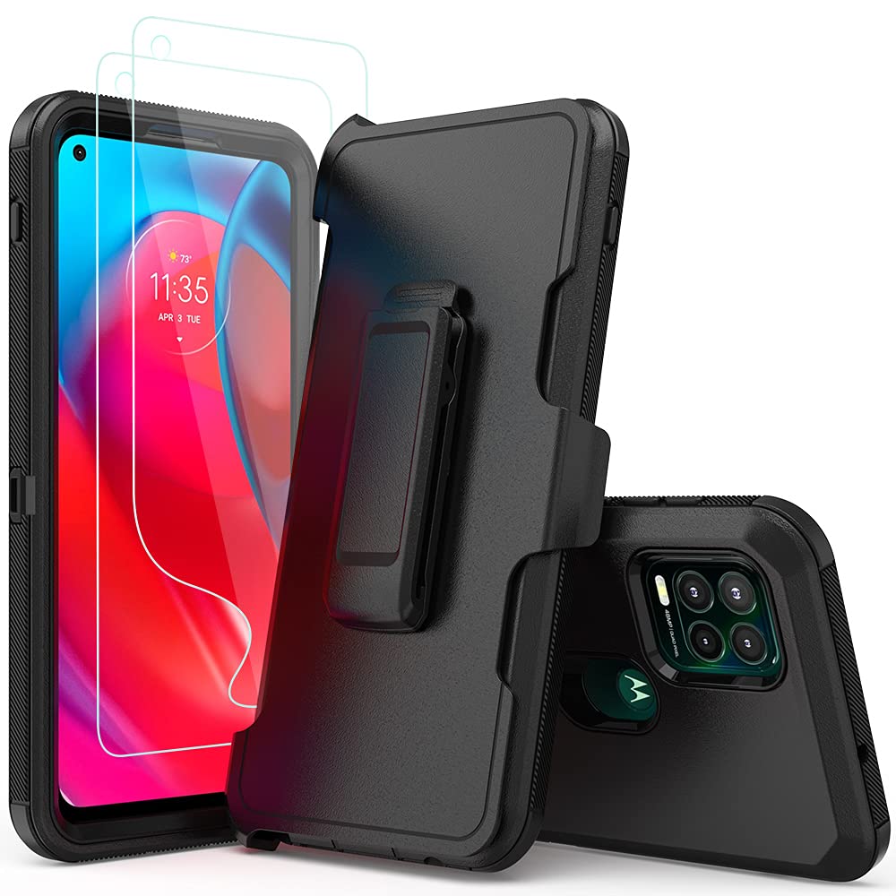 Compatible With Moto G Stylus 5G 2021 Case,With Screen Protectors,Heavy Duty Rugged Shockproof Full Body Protection Kickstand Ca