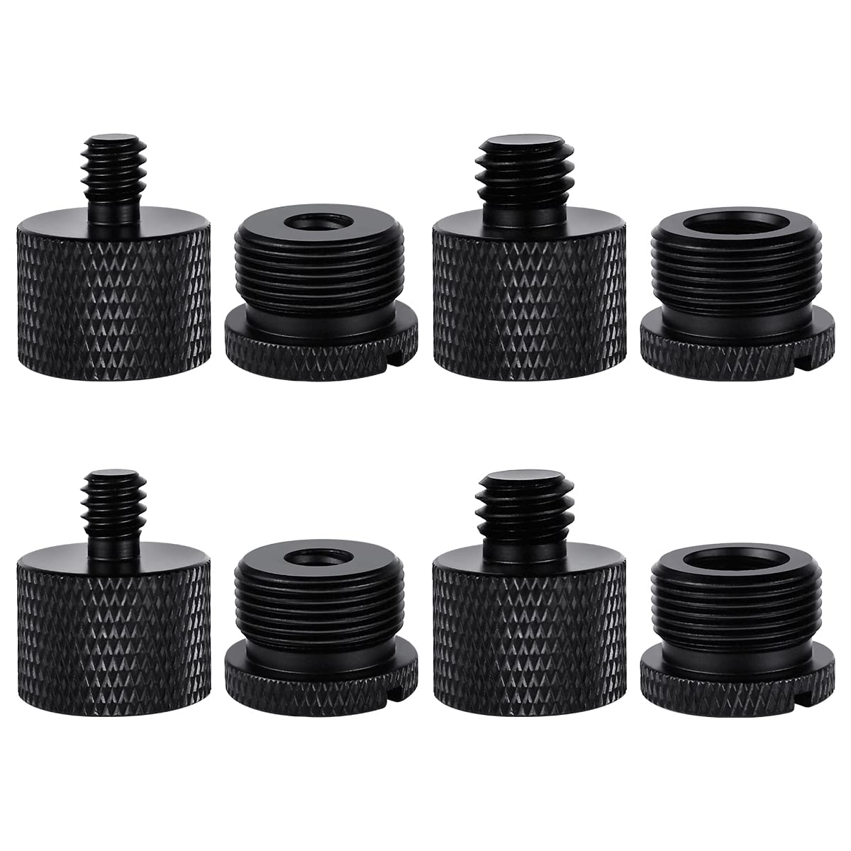Tenalleys 8 Pack Mic Stand Adapter, 5/8 Female To 3/8 Male & 3/8 Female To 5/8 Male, Aluminum, Black