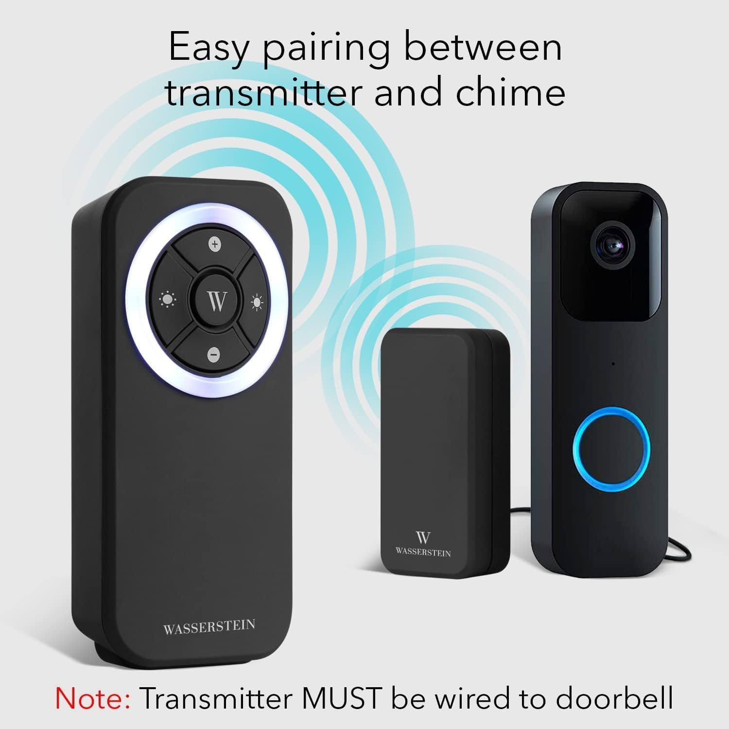 Wasserstein Wireless Doorbell Chime   Compatible With Blink Video Doorbell (1 Pack, Black)