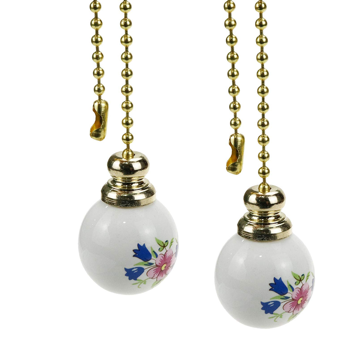 Tsnamay 2Pack Ceramics Ceiling Fan Pull Chain, Silver Flower Ball