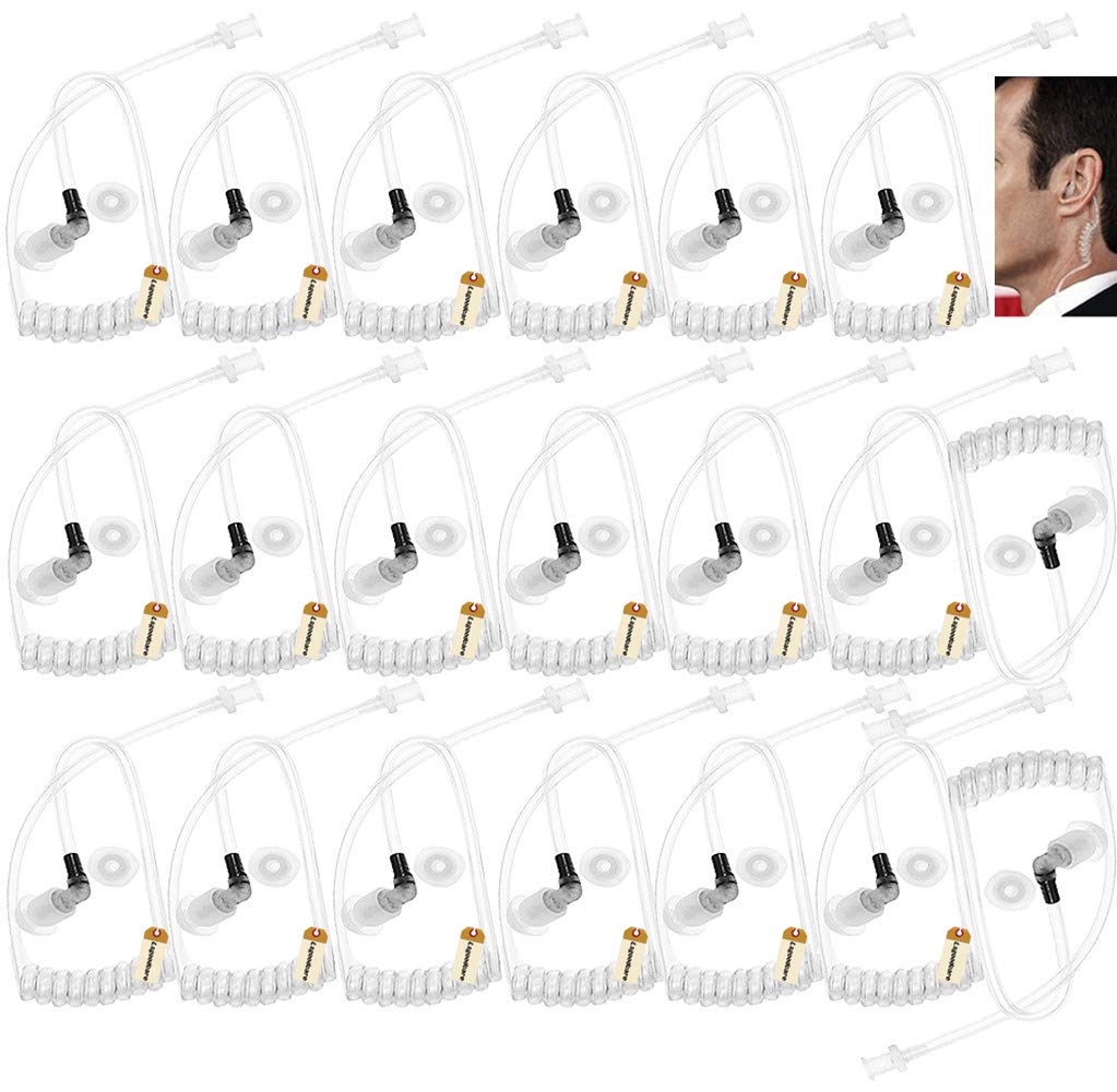 Lsgoodcare 20Pcs Replacement Covert Acoustic Air Coil Audio Tube Earbuds Compatible For Motorola Kenwood Icom Yaesu Two Way Radio Earpiece