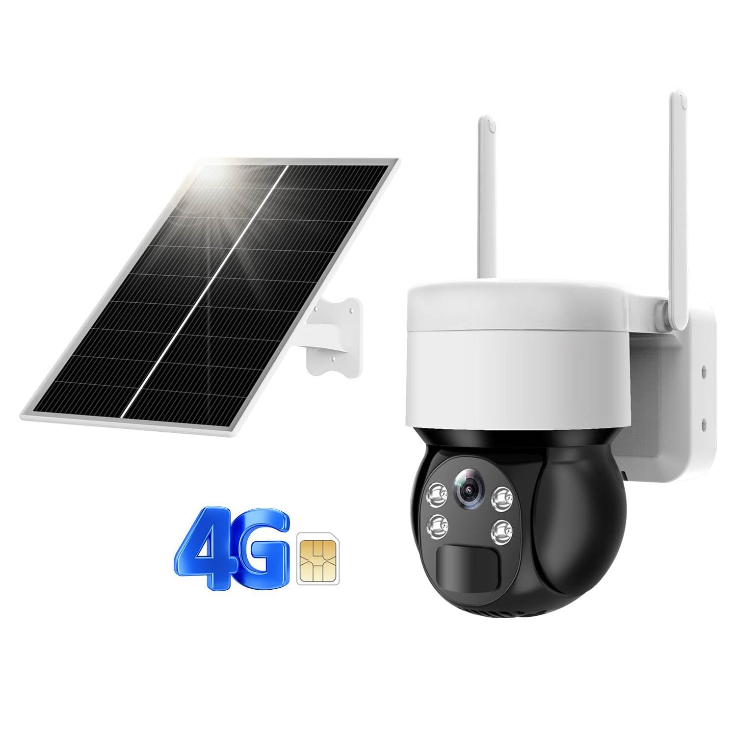 4G Lte Cellular Security Camera Outdoor Solar Battery Powered, 360 Wireless Surveillance Camera No Wifi Needed, 4G Sim Card, 2K Color Night Vision, 2 Way Talk, Pir Motion Detection, Sd/Cloud Storage