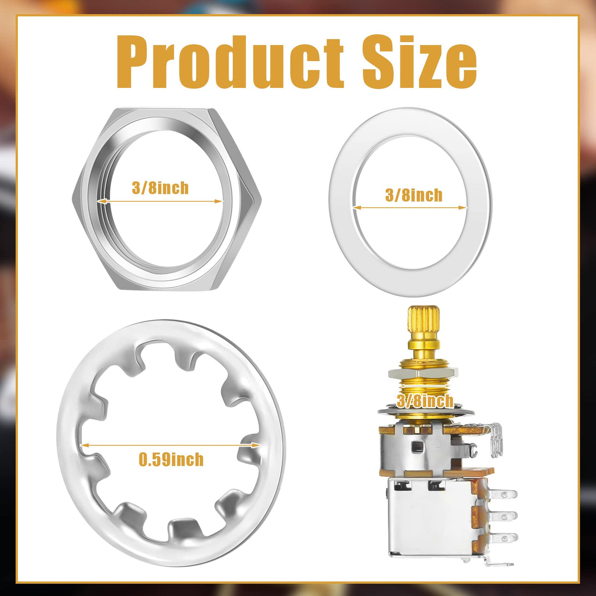 Set Of 8 Guitar Nuts, Washers And Lock Washers For Us Cts Pots And Jac ...