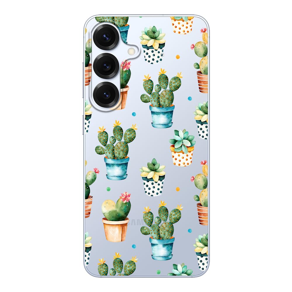 Blingy'S For Samsung Galaxy S25 Case, Cute Cactus Design Fun Succulents Style Transparent Soft Tpu Protective Clear Case 6.2 Inc