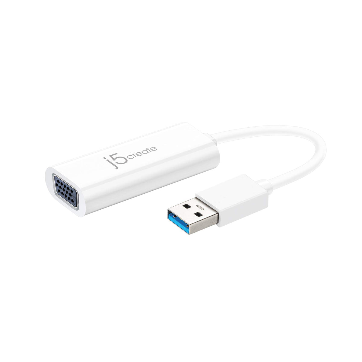 j5create USB to VGA Adapter Cable- Multi-Monitor Desktop Display USB Video Card Converter | 1080p HD Playback | Compatible with Windows and Mac - White (JUA214)