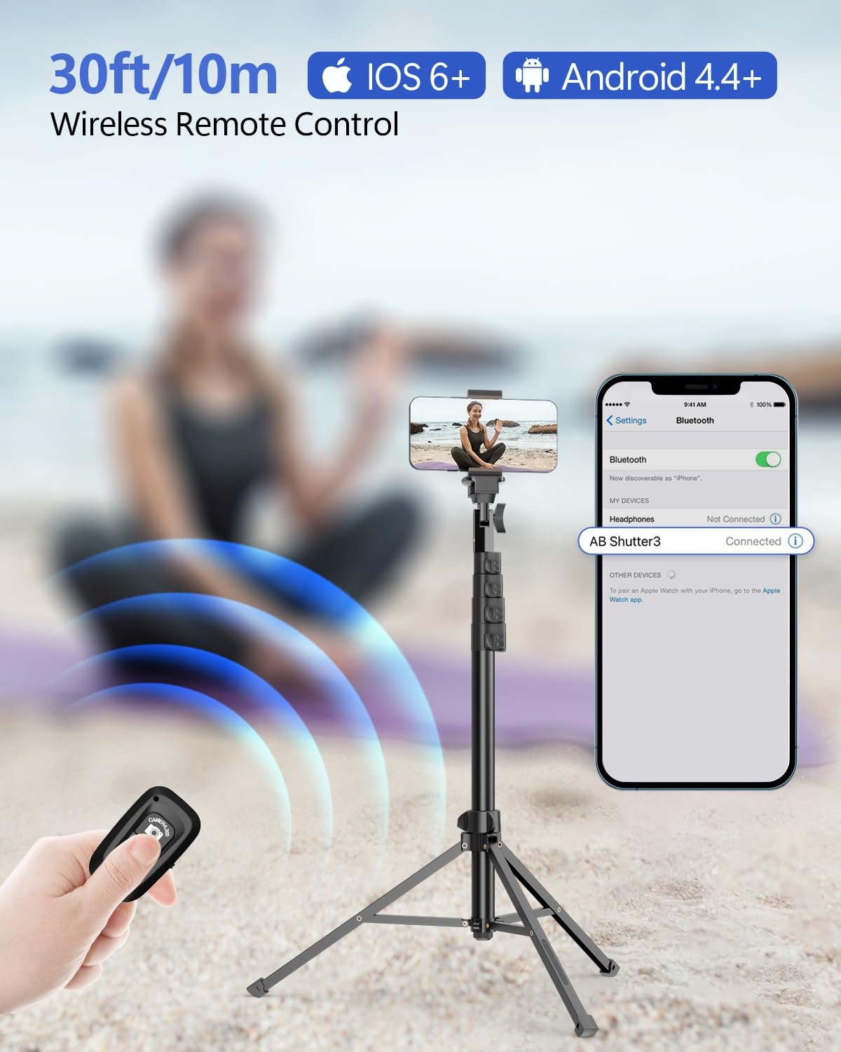 Emart 62 Cell Phone Tripod Stand, Adjustable Floor Cellphone Tri Pod Holder With Remote For Iphone And Android, Portable Compact