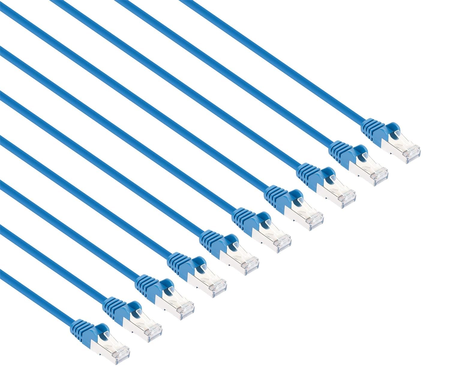 Cat8.1 U/Ftp Slim Network Patch Cable, 0.5 Ft., Blue, 10-Pack