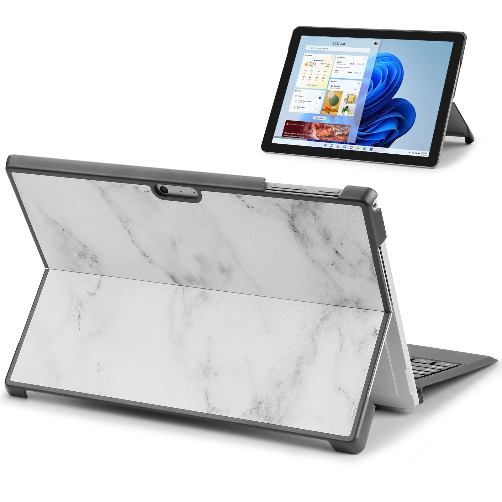 Qcoswa Slim Lightweight Marble Tablet Cover for Microsoft Surface Pro 7+, 7, 6, 5, 4, LTE, Hard Protective Case, Compatible with