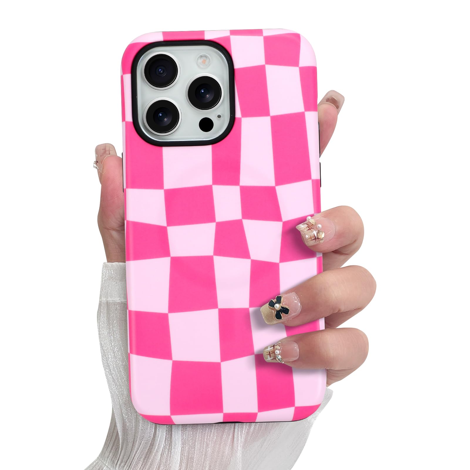 SOKAD Magnetic Checkered Phone Case for iPhone 13 Pro Max, Cute Grids Plaid Checkerboard Pattern Compatible with Magsafe Matte P