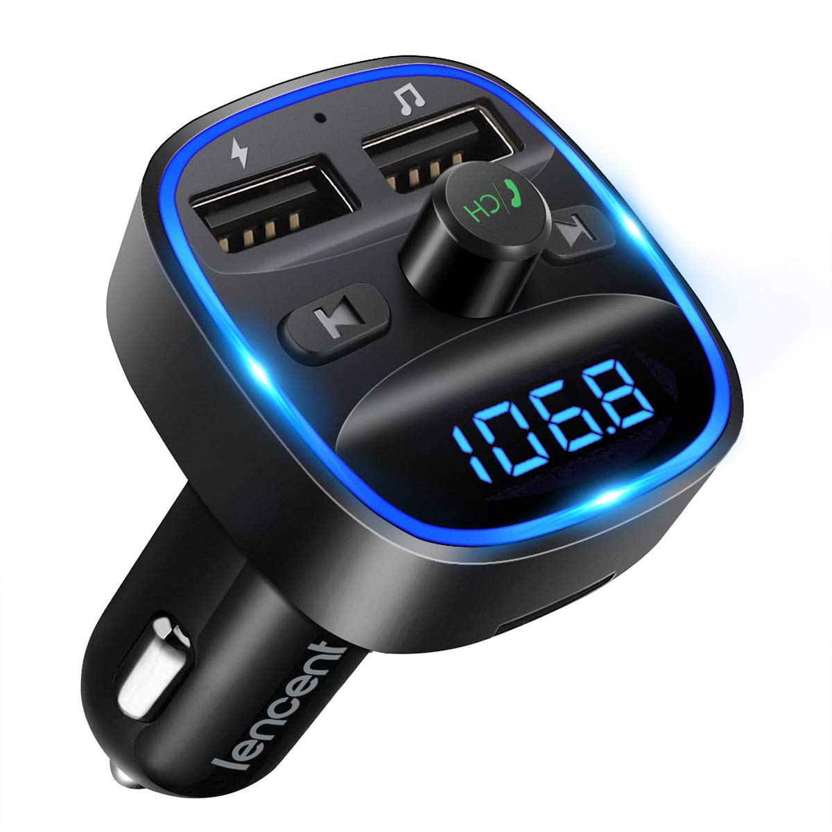 Lencent Fm Transmitter, 2022 Upgraded Bluetooth Fm Transmitter Wireless Radio Adapter Car Kit With Dual Usb Charging Car Charger