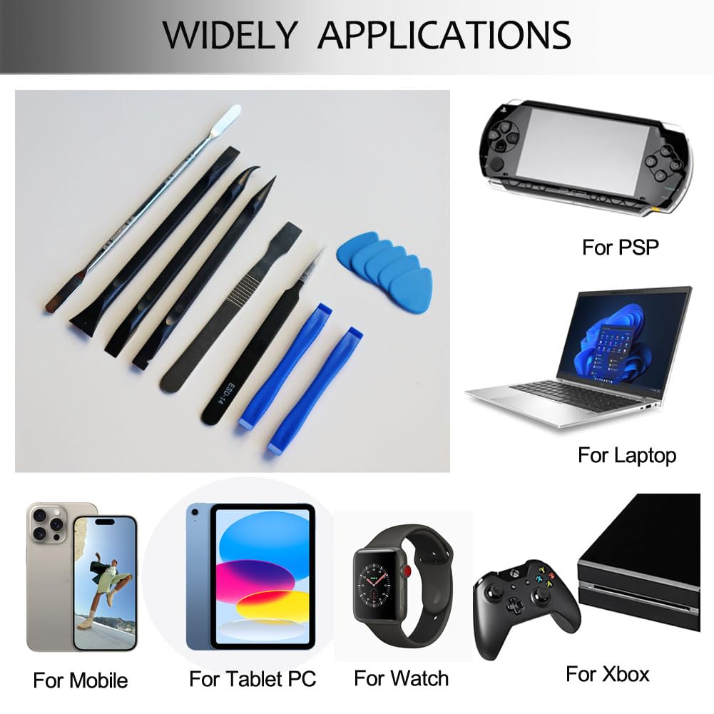 Ewparts Spudger Tool Kit Pry Tools For Electronics Components Repair With Metal Spudger Plastic Spudger Tweezers Opening Tool Fo