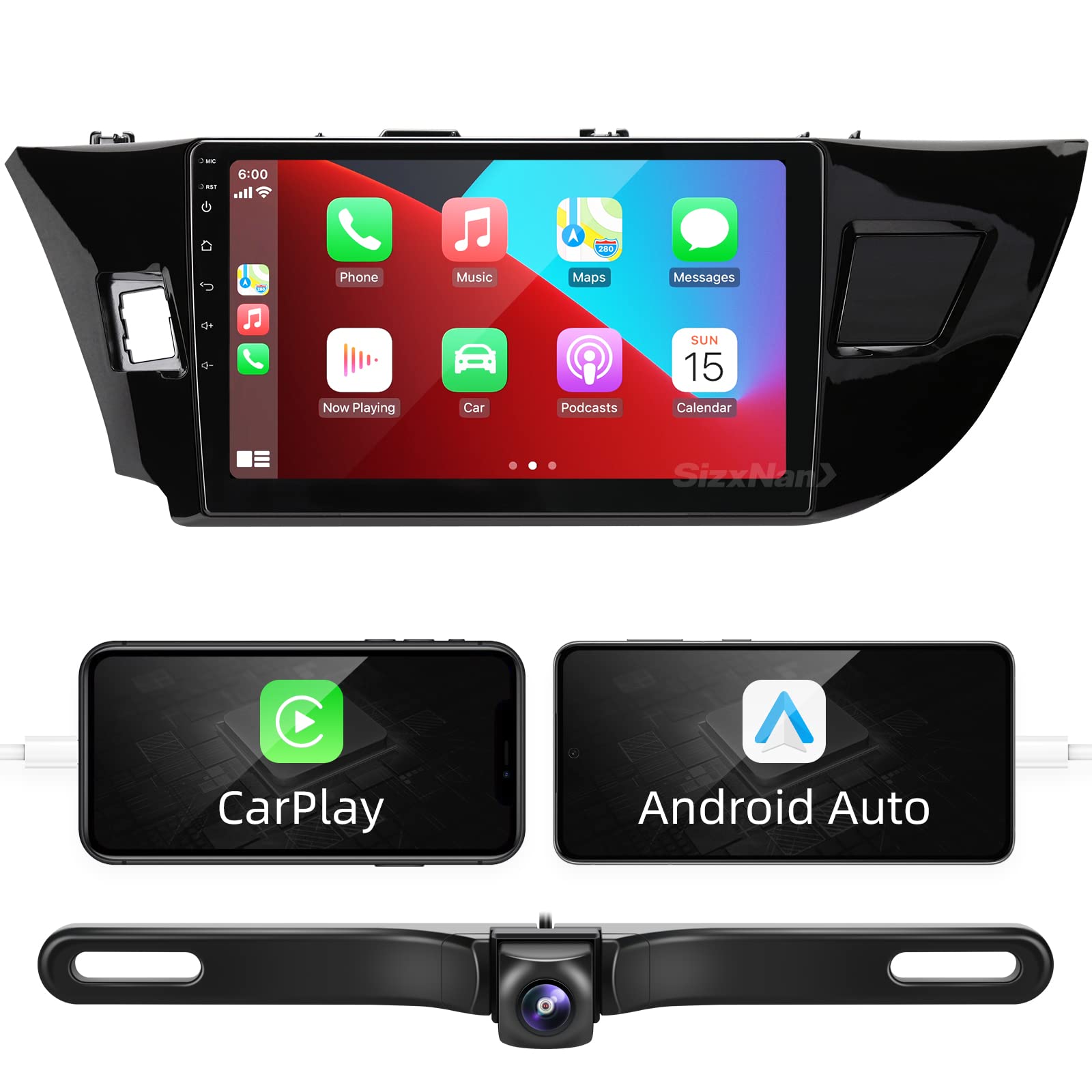 Sizxnanv For Corolla Android Radio Touch Screen Compatible With Carplay Android Auto,Car Stereo Bluetooth Navigation Media Playe