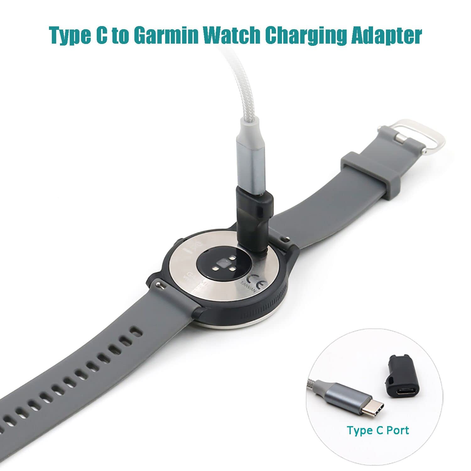Garmin Watch Charger To Type C Adapter, 2Pack Compatible With Garmin Fenix 7/7S/7X/6S/6/6X/5S/5/5X, Instinct 1/2/2S/Tide/Tactical, Forerunner, Vivomove,Vivoactive,Venu Series And More