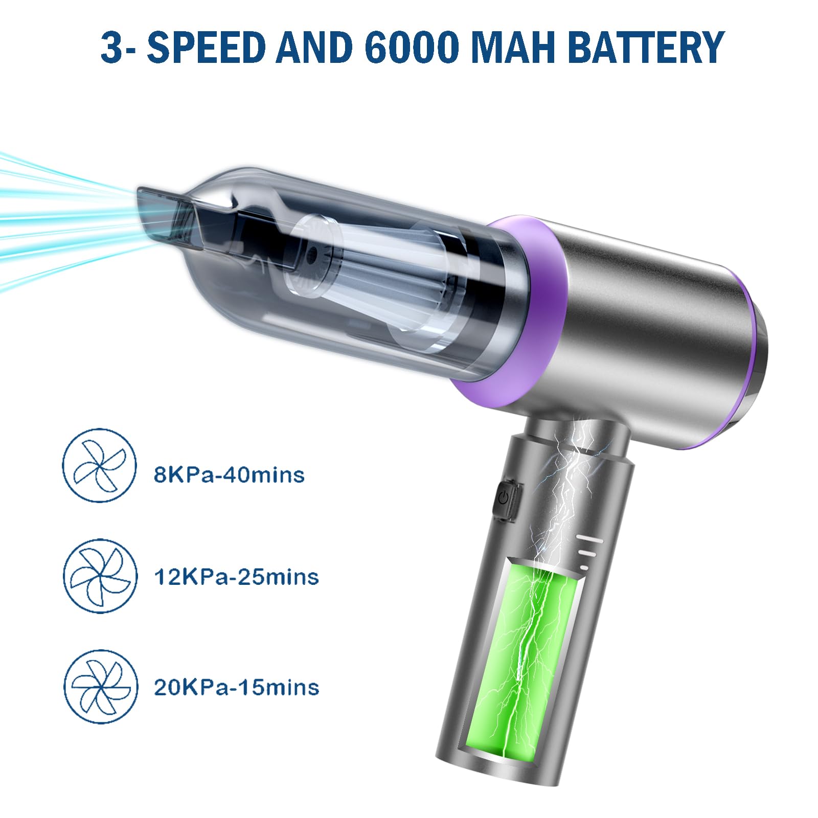 Car Vacuum Cleaner,Handheld Vacuum,Mini Vacuum Cordless,Cordless Vacuum Cleaner For Car,4 In 1 20000Pa High Power Portable Recha
