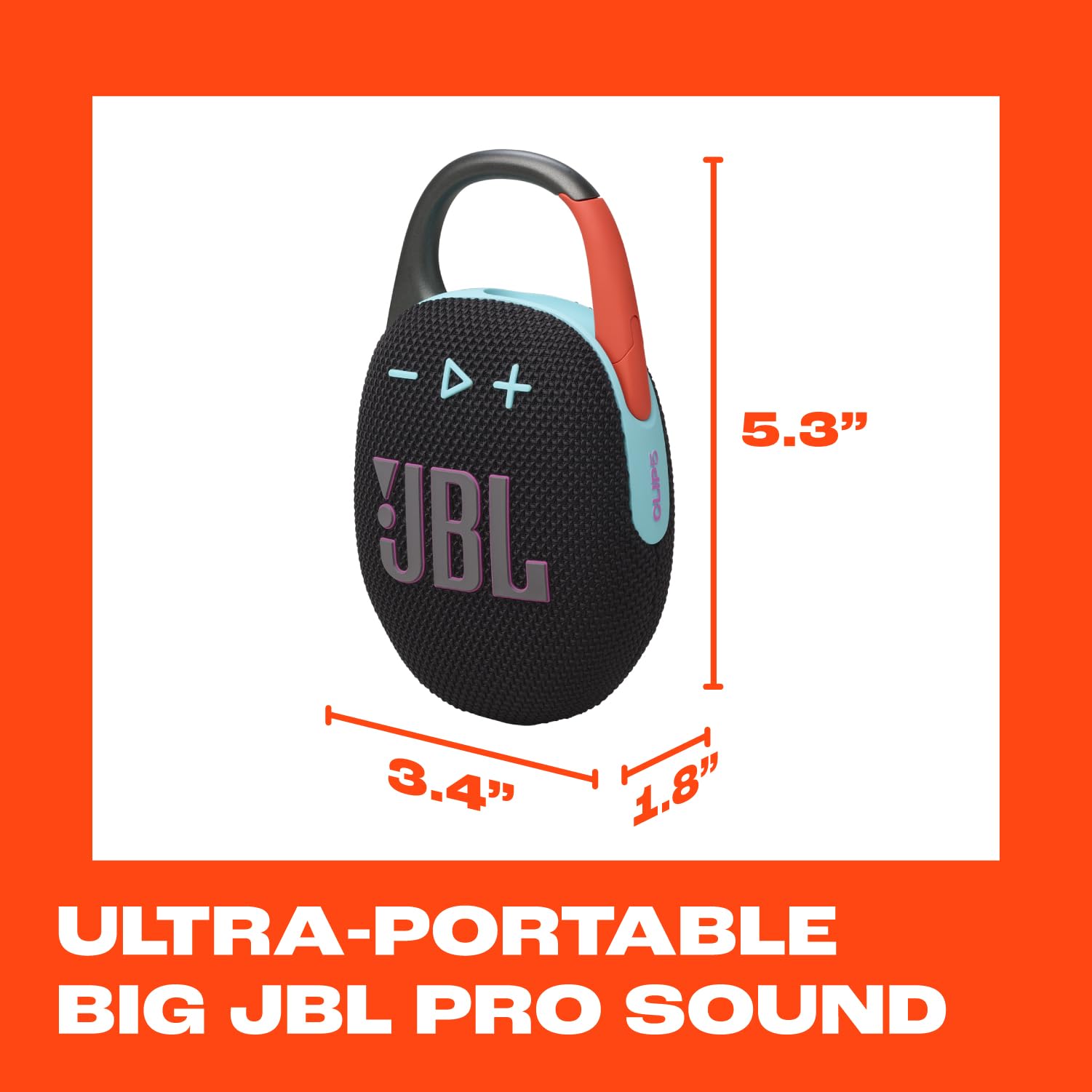 Jbl Clip 5 - Ultra-Portable,Waterproof & Dustproof Bluetooth Speaker,Big Pro Sound With Punchy Bass,Integrated Carabiner,Up To 1