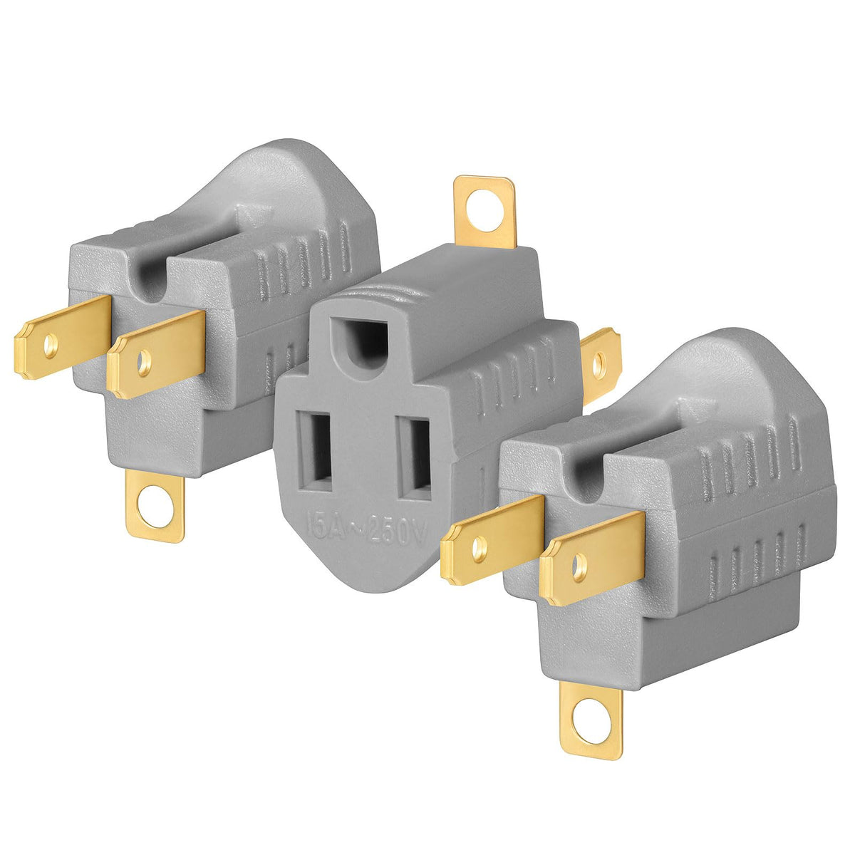 Lyoowng (3 Pack) 3 Prong To 2 Prong Adapter, Non Polarized 3 Pin To 2 Pin Power For Wall Outlets Plugs, Grounding Converter Adap