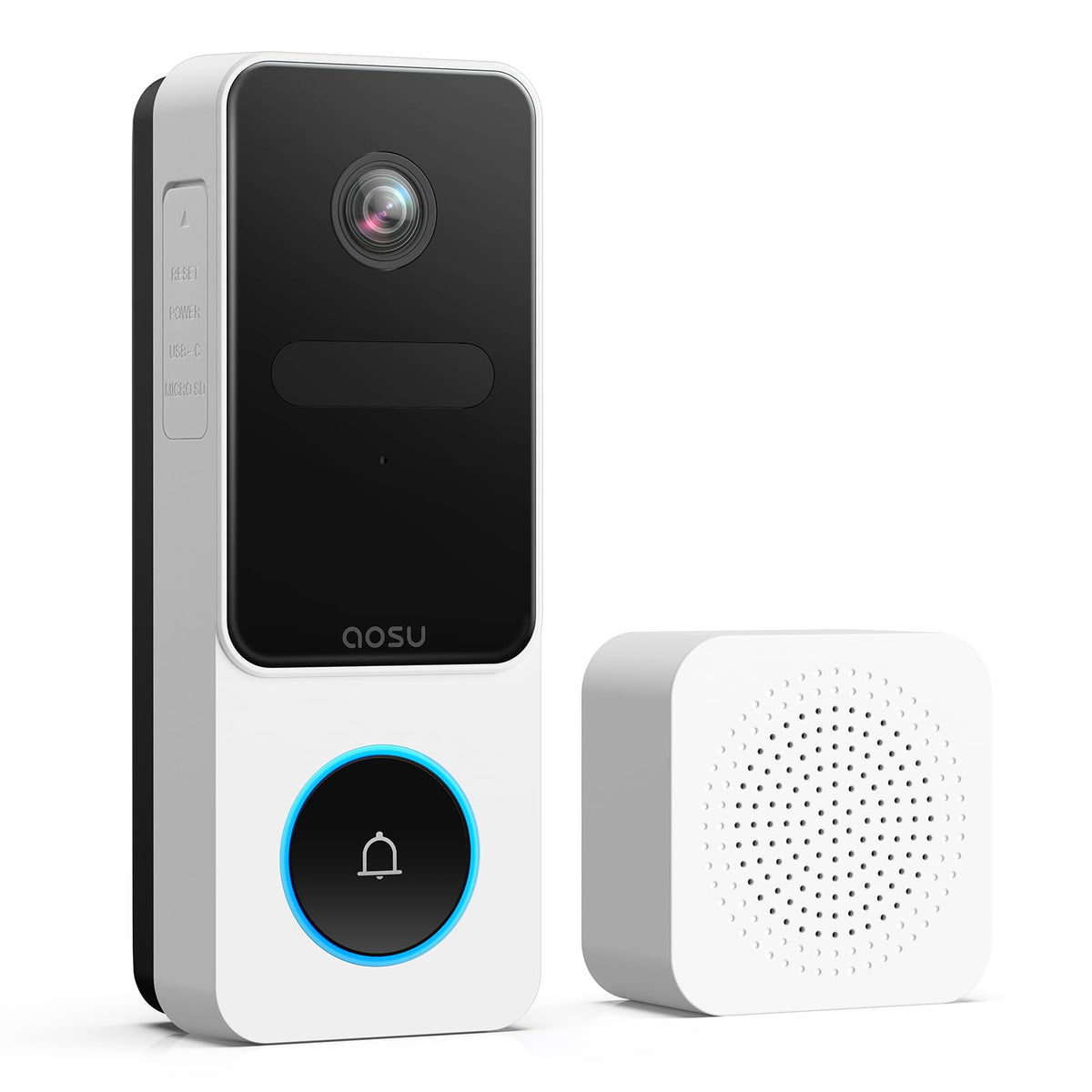 Aosu Doorbell Camera Wireless - Head-To-Toe View, Intelligent Package Detection, 2.4G Wi-Fi Video Doorbell With Chime, No Monthl