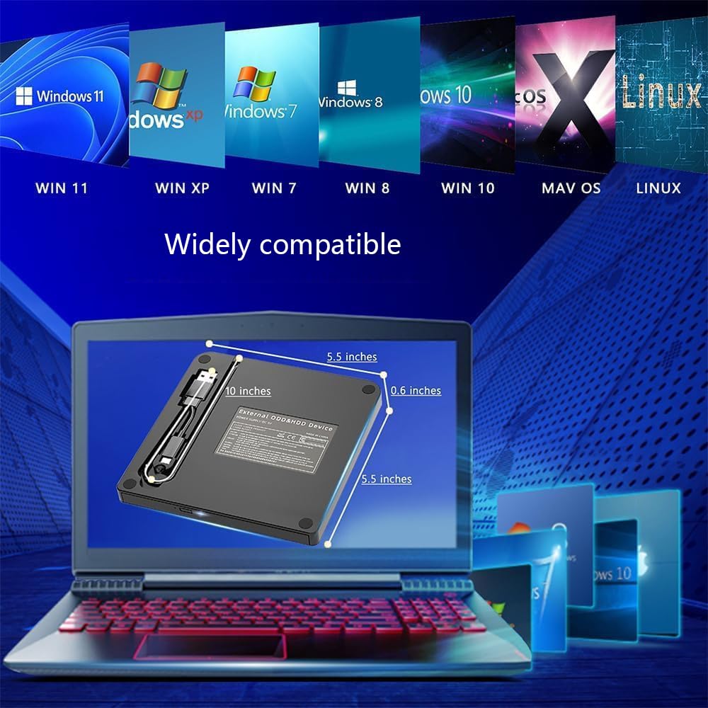 External Compatible Blu Ray Drive Player Read/Write Portable Burner, Compatible With Usb 3.0 And Type C Dvd Dvd Bd, Compatible W