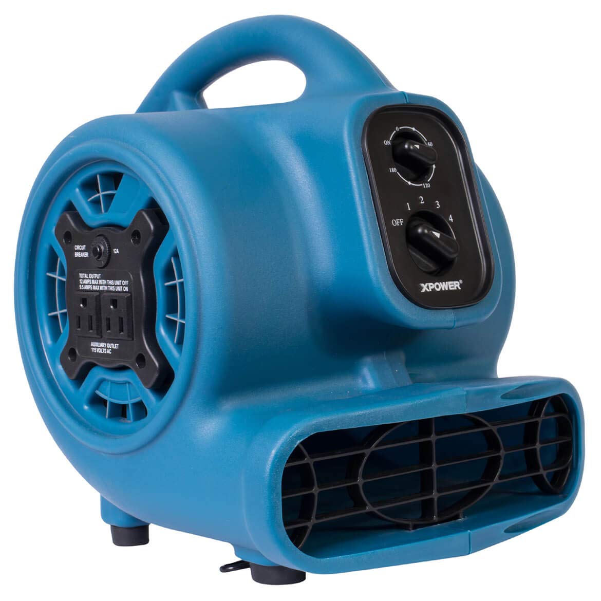 XPOWER P-230AT Mini Mighty Air Mover Utility Blower Fan with Built-in Power Outlets, Blue