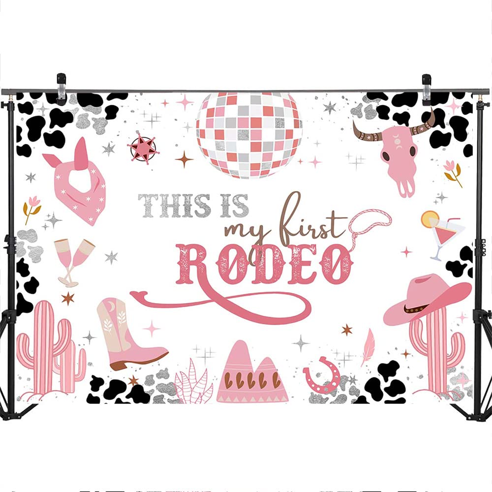 Mocsicka Cowgirl First Birthday Backdrop Girls My First Rodeo Pink Western 1St Birthday Party Decorations Mexican Cactus This Is