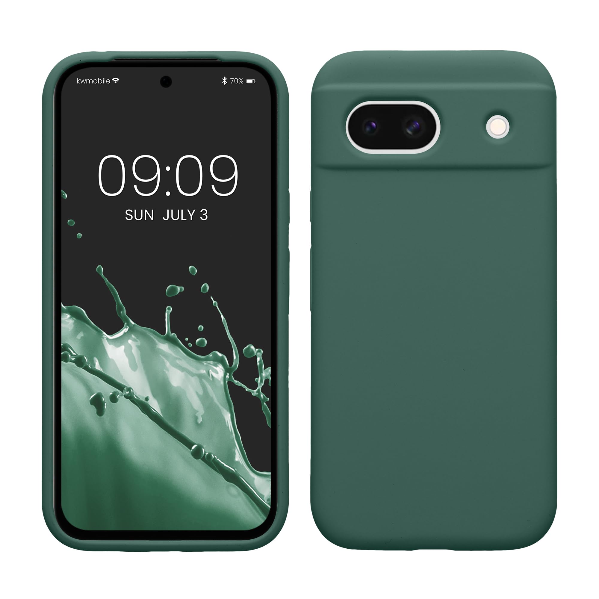 kwmobile Case Compatible with Google Pixel 8a Case - TPU Silicone Phone Cover with Soft Finish - Forest Green