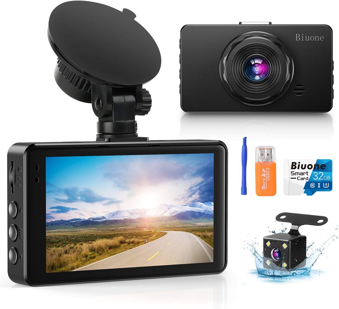 Dash Cam Front And Rear, Dash Camera For Cars With 32G Card Super Night Vision, Car Dash Cam 1080P Dashboard Camera With G-Senso