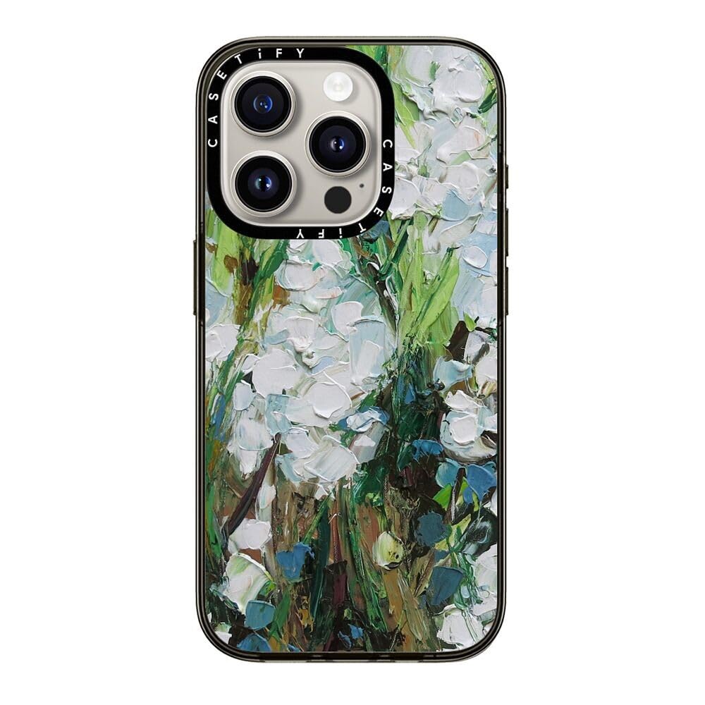 Casetify Compact Iphone 15 Pro Case [2X Military Grade Drop Tested / 4Ft Drop Protection]   Wild Squill Flowers   Clear Black