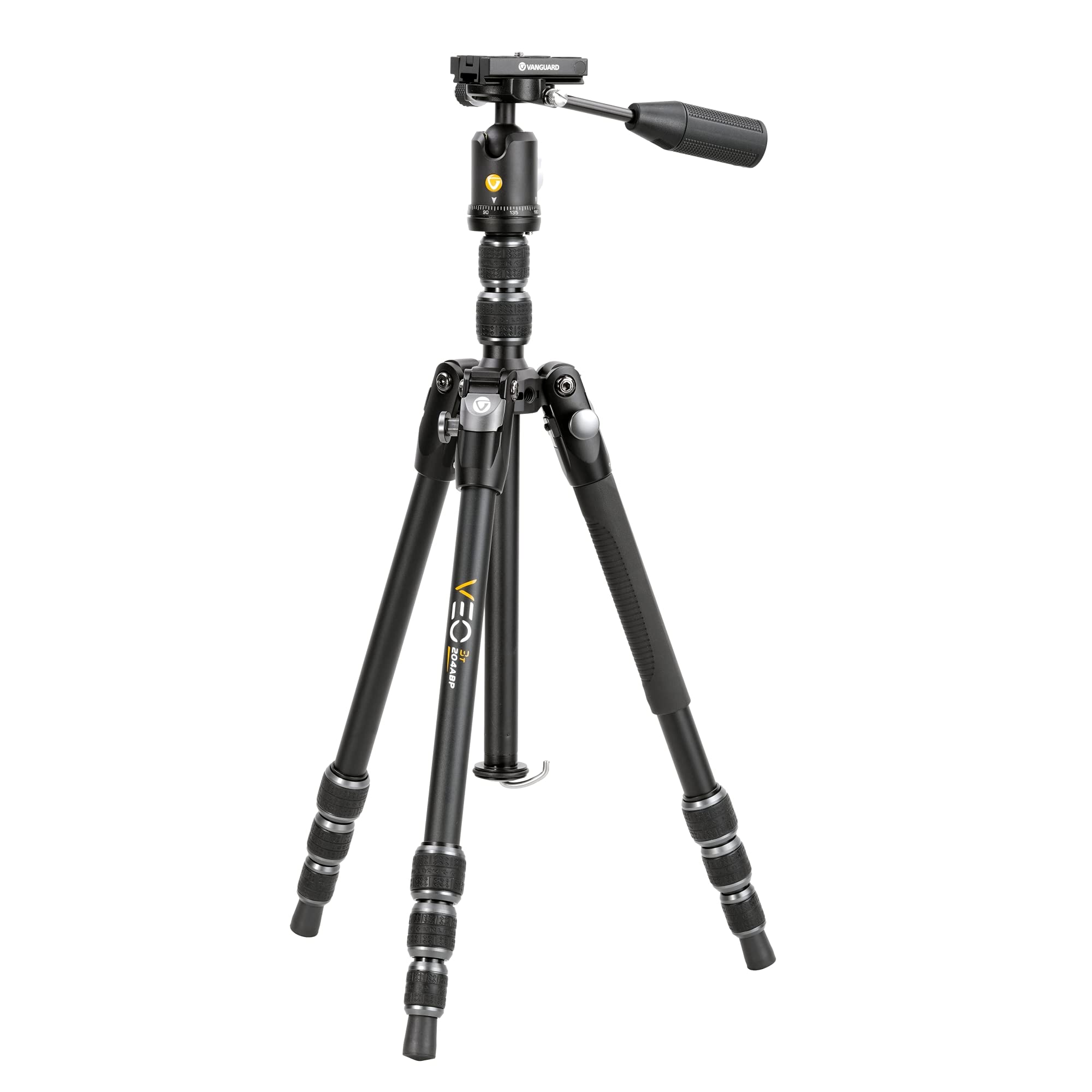 Vanguard Veo3T204Abp Aluminum Travel Tripod With Ball Head, Removeable Pan Handle, And Quick Shoe With Built In Smartphone Holder