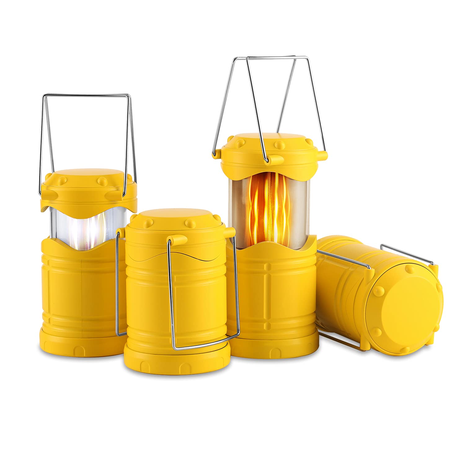 Lichamp 4 Pack Led Camping Lanterns Flame Lights, Collapsible Flameless Candles Tea Lights Portable Battery Powered Camping Ligh